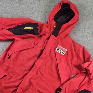 Vintage Marlboro Jacket Mens Large Red Hooded Windbreaker Adventure Team 90s